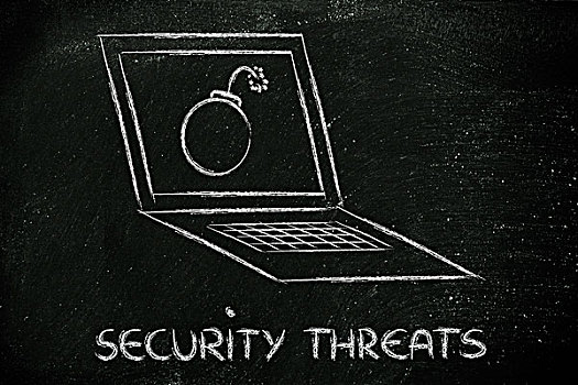 网络安全,威胁,爆炸,室内,电脑