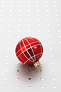 红色,圣诞球,银,地面