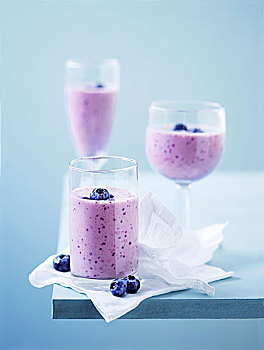 玻璃,蓝莓,酸奶