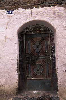 也门,老城,房子,门