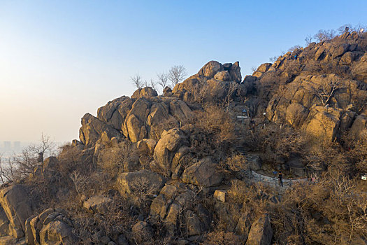 航拍济南华山湖风景区