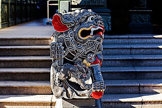 中国宗教信仰,寺庙大门重要的守护神,吉祥物石狮子
