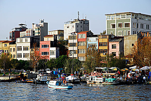 风景,加拉达塔,桥,小,船,房子,金角湾,伊斯坦布尔,土耳其