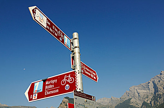 路标,骑车,锡安,瓦莱,瑞士,欧洲