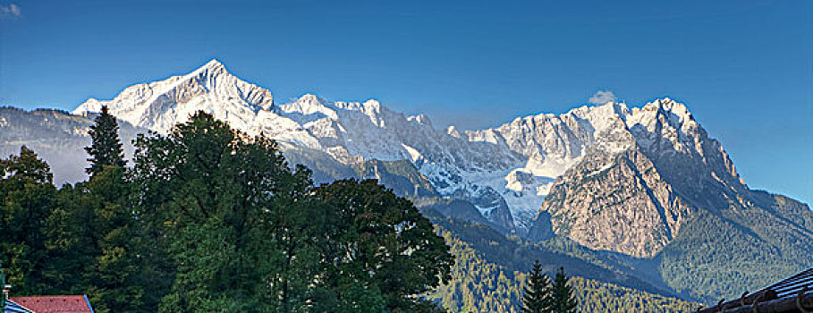 风景,上方,加米施帕藤基兴,山,阿尔卑斯峰,楚格峰,上巴伐利亚,巴伐利亚,德国