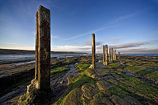 石头,柱子,浅水,湾,北方,泰恩-威尔,英格兰