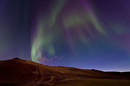 北极光,高,温度,地热,区域,山,米湖,冰岛,欧洲