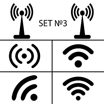 十四,不同,黑色,无线,无线网络,象征,远程接入,沟通,无线电波,矢量,插画