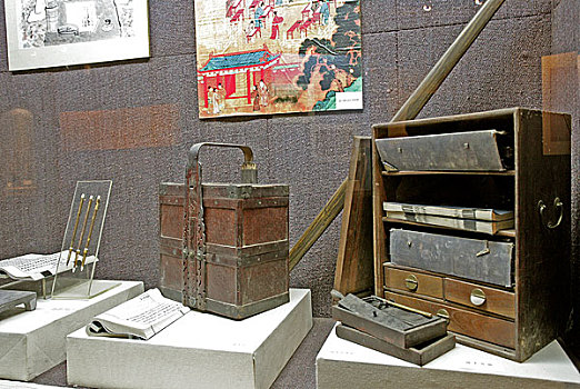 湖州博物馆王羲之等书法古书桌,古文具