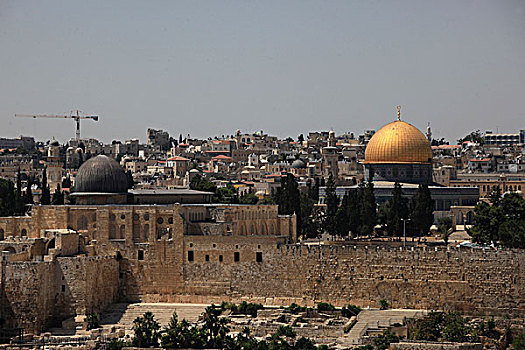 风景,老城,耶路撒冷,展示,穹顶,石头,教堂,神圣,墓地