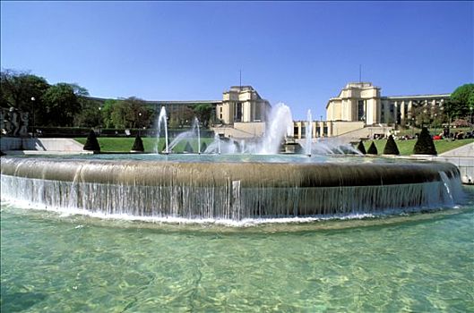法国,巴黎,全景,喷泉