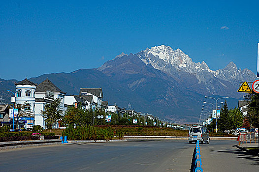 美景,丽江,城市,长,掸邦,玉,龙,雪,山,背景,云南,中国,十一月,2006年