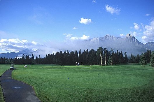 高尔夫球场,三姐妹山,加拿大,艾伯塔省