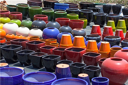彩色,陶瓷,罐,市场