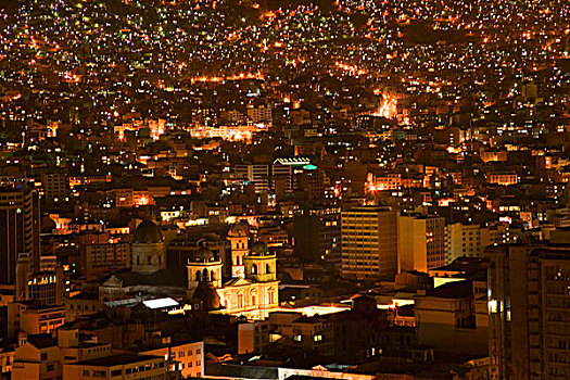 夜景,市区,玻利维亚