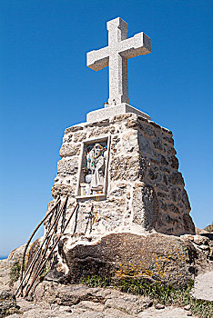 石头,十字架,朝圣,棍,道路,岬角,省,加利西亚,西班牙,欧洲