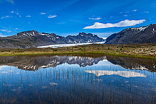 风景,山,反射,结冰,湖,斯卡夫塔菲尔国家公园,冰岛