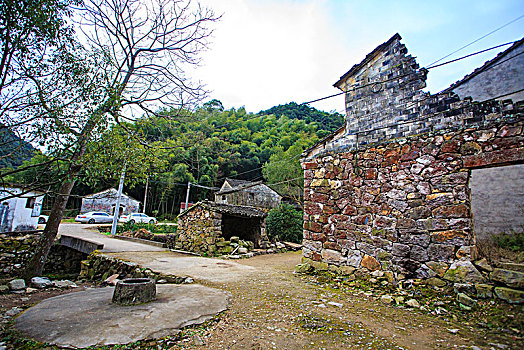 胜坑村,石屋,山村,民宿,小溪