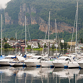 帆船,港口,挪威
