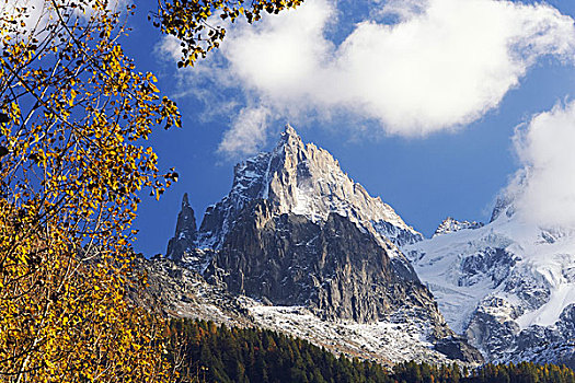 法国,夏蒙尼,山景,勃朗峰,阿尔卑斯山,秋天