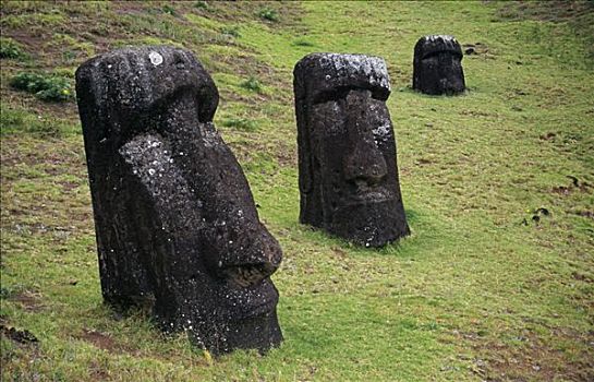 智利,复活节岛,拉诺拉拉库,复活节岛石像,独块巨石,雕刻,拉帕努伊
