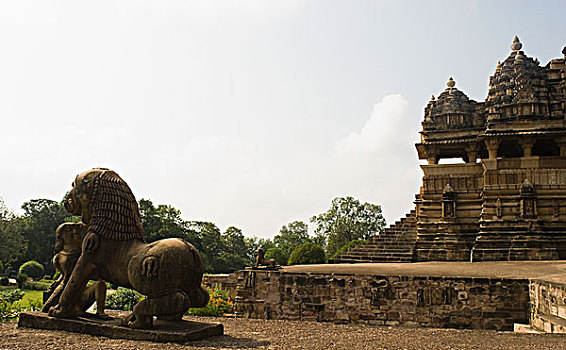 雕塑,正面,庙宇,克久拉霍,地区,中央邦,印度
