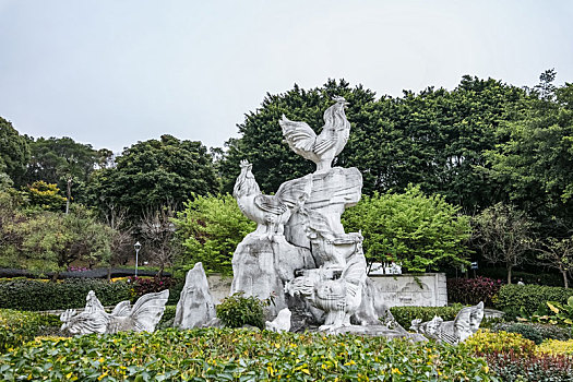 福建省福州市金鸡山花坛雕像建筑环境景观