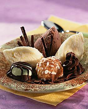 白色,黑巧克力,冰淇淋,美食