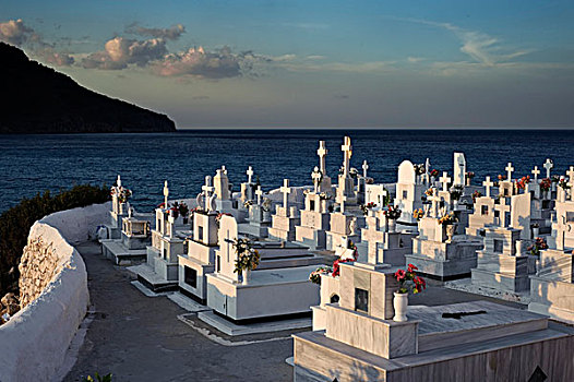 墓地,喀帕苏斯岛,爱琴海岛屿,爱琴海,希腊,欧洲