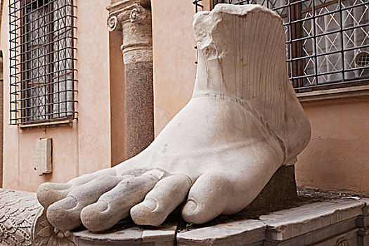 意大利,罗马,首府,卡匹多利尼博物馆,巨大,脚,皇帝,雕塑
