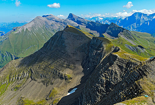 崎岖,山脊,伯尔尼阿尔卑斯山,后面,格林德威尔,伯恩高地,瑞士,欧洲