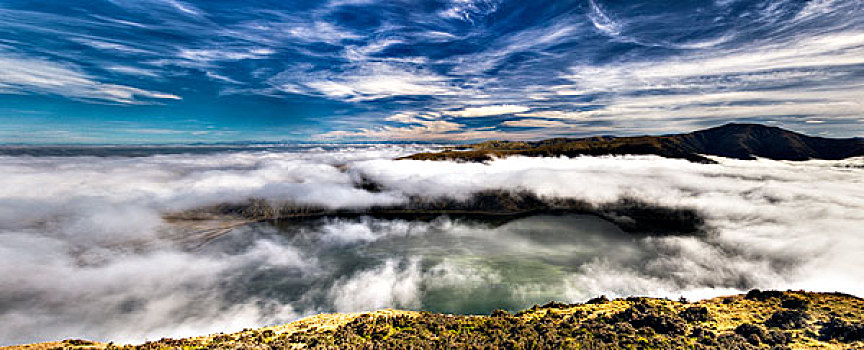 湖,云,班克斯半岛,坎特伯雷,新西兰