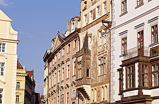 仰视,建筑,老城广场,布拉格,捷克共和国