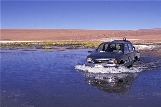 皮卡,驾驶,水,阿塔卡马沙漠,智利