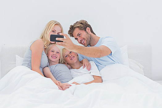 愉悦,家庭,智能手机,床上