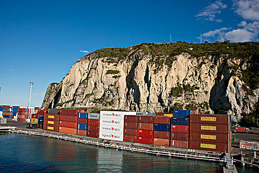 新西兰,纳皮尔,水岸,港口,区域,运输,货物,货箱,码头,大幅,尺寸