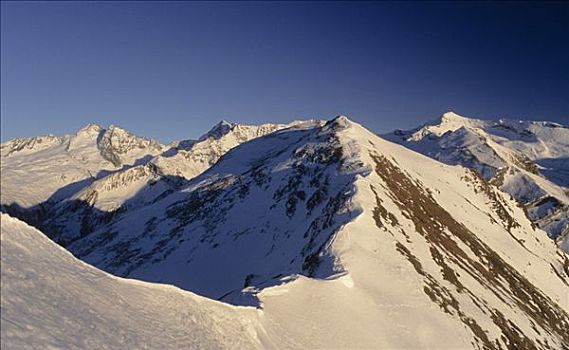 雪,山脊,男式礼服,阿尔卑斯山,提洛尔,奥地利,欧洲