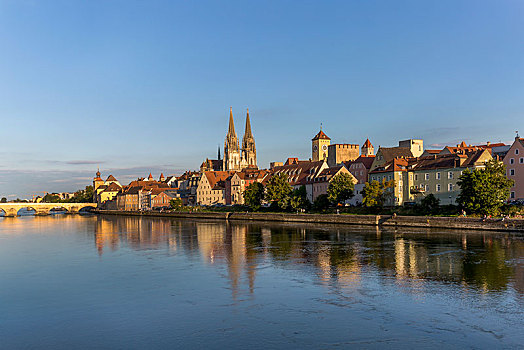 老城,石桥,大教堂,多瑙河,雷根斯堡,巴伐利亚,德国,欧洲