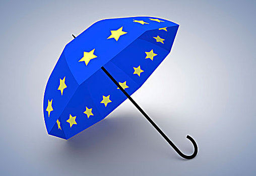 象征,救助,伞,欧元,危机,插画