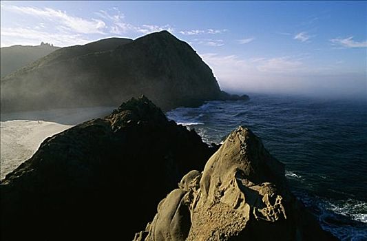 加利福尼亚,大,海岸,雾状,海洋,风景