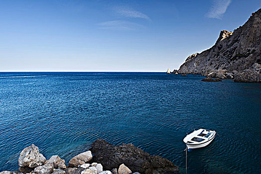 划艇,阿基亚斯尼古拉斯,卡帕索斯,岛屿,爱琴海岛屿,爱琴海,多德卡尼斯群岛,希腊,欧洲