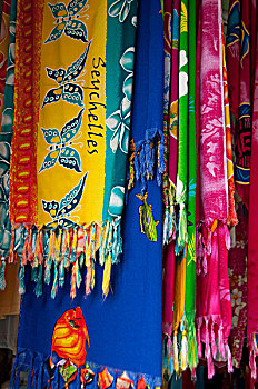 塞舌尔,岛屿,马埃岛,首都,维多利亚,彩色,纪念品,纺织品