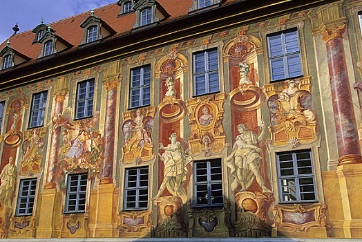 德国,班贝格,世界遗产,老市政厅,涂绘,建筑