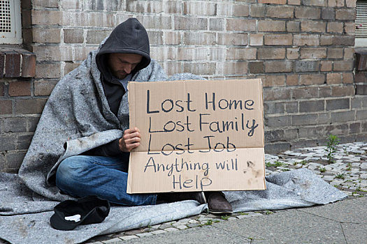 无家可归,男人,帮助,街上