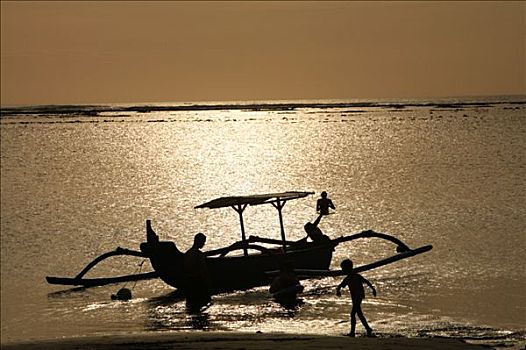 巴厘岛,独木舟,海滩,库塔