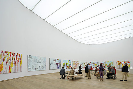博物馆,慕尼黑,德国,2009年,内景,展示,人,注视,绘画,浩大,鲜明,画廊,留白