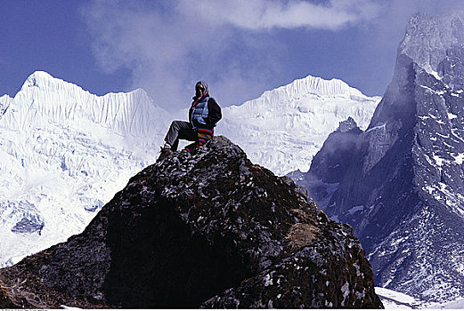 人,山峰,昆布,尼泊尔