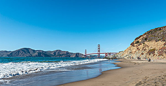 金门大桥,海滩,岩石海岸,旧金山,美国,北美