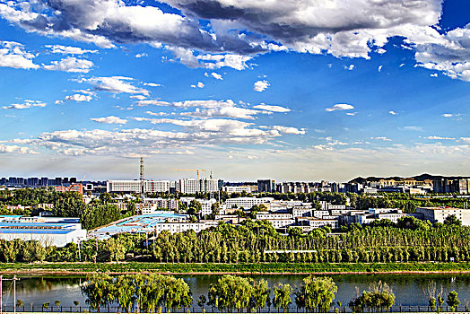 北京昌平区沙河郊区俯视图