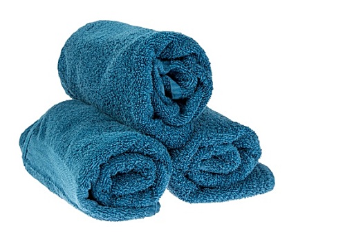 蓝色,毛巾,卷起